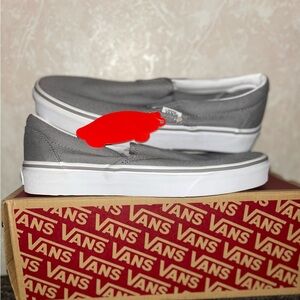 Vans White and Gray Slip-On Shoes